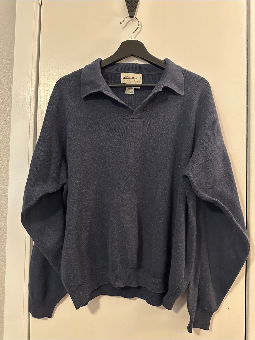 Eddie Bauer Navy Collared Crewneck Sweater